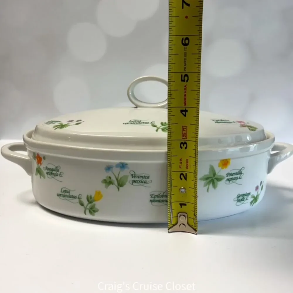 Anchor Hocking Floret 1.5 Qt Casserole Dish w Lid Vintage Glass Baking Dish